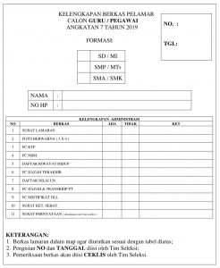 Blanko formulir Kelengkapan Berkas Pelamar dikonversi 1