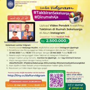 Lomba VidGram Muhammadiyah Gunungkidul Takbiran Sekeluarga di Rumah Saja