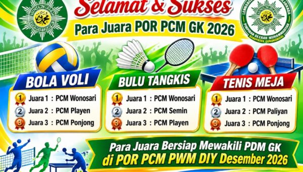 PCM Wonosari Sapu Bersih Juara POR PCM GK 2026
