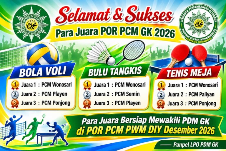 PCM Wonosari Sapu Bersih Juara POR PCM GK 2026