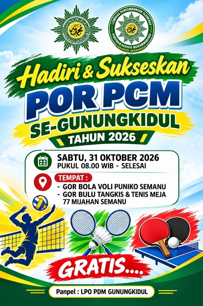 Pamflet Resmi POR PCM Se-Gunungkidul 2026 LPO PDM Gunungkidul